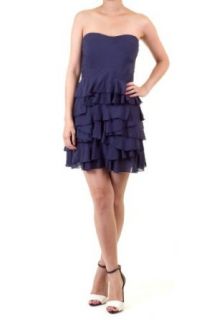 Ruffle Tiered Sweetheart Strapless Dress Navy Blue at  Womens Clothing store: Tiered Party Dress