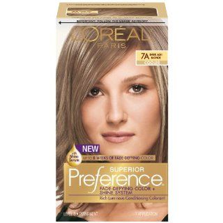 L'Oreal Paris Superior Preference Hair Color, 7A Dark Ash Blonde : Chemical Hair Dyes : Beauty