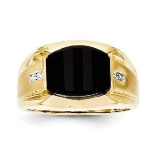 10k Yellow Gold Men's Diamond and Black Onyx Ring. Metal Wt  3.63g: Jewelry