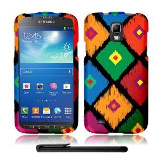 Artistic Design Samsung Galaxy S4 Active i537 / i9295 (AT&T) Hard Protector Cover Case + Bonus Long Arch 5.5" Baby Blue Screen Cleaning Cloth + Bonus 4" Metallic Black Capacitive Stylus Pen (Colorful Tribal Checker Frame): Electronics