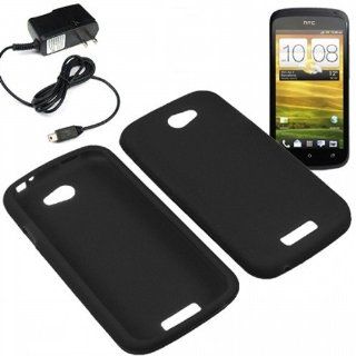 Eagle Soft Silicone Sleeve Gel Cover Skin Case for T Mobile HTC One S + Travel Charger Black Cell Phones & Accessories