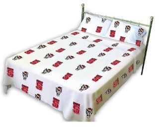 NC State Printed Sheet Set Full  Solid   North Carolina State Wolfpack : Sports Fan Bed Sheets : Sports & Outdoors