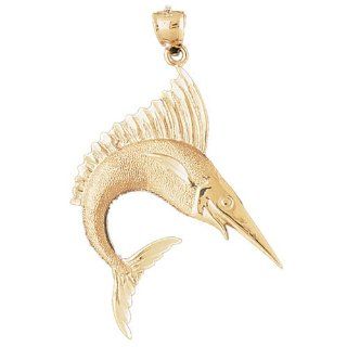 14K Gold Charm Pendant 5.3 Grams Nautical>Marlins, Sailfish538 Necklace: Jewelry