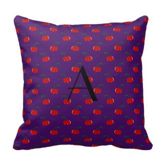 Monogram purple cherry pattern pillows