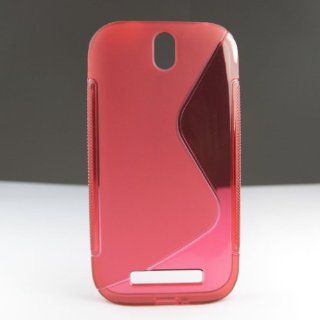 ivencase S Line Design TPU Gel Soft Case Cover for HTC One SV / One ST T528T Red + One Phone Sticker: Cell Phones & Accessories