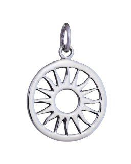 .925 Solid Sterling Silver Round Circle Sun Pendant: Jewelry