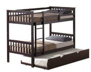 Twin Over Twin Mission Bunkbed with Trundle  Dark Espresso Finish: Home & Kitchen