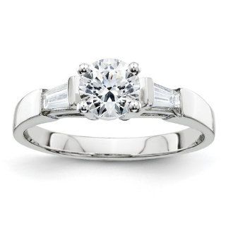 14k White Gold Peg Set Baguette Diamond Engagement Ring Semi Mounting, No Center Stone Included: Jewelry