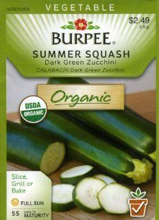 Burpee 60935 Organic Squash, Summer Dark Green Zucchini Seed Packet : Vegetable Plants : Patio, Lawn & Garden