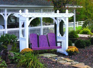Outdoor Vinyl WHITE Classic Porch Swing Stand : Patio, Lawn & Garden