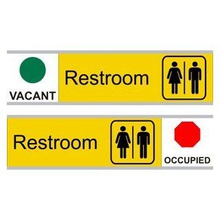 Restroom With Symbol Engraved Sign EGRE 545 SYM SLIDE BLKonYLW : Business And Store Signs : Office Products