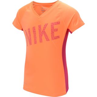 NIKE Girls Hyperspeed Graphic V Neck Short Sleeve T Shirt   Size: Small,
