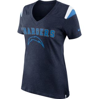 NIKE Womens San Diego Chargers V Neck Fan Top   Size: Large, College Navy/white