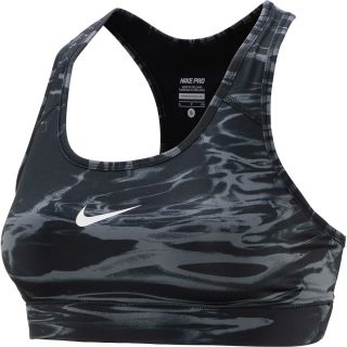 NIKE Womens Pro Printed Sports Bra   Size: Large, Black/grey/white