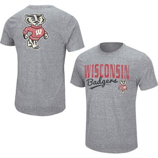 COLOSSEUM Mens Wisconsin Badgers Atlas Short Sleeve T Shirt   Size Small, Grey
