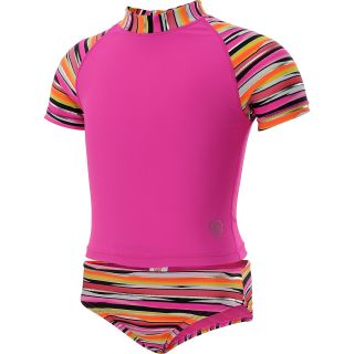 LAGUNA Girls Lucky Stripe 2 Piece Swimsuit   Size 5/6, Pink