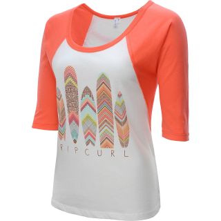 RIP CURL Womens Tribal Quest Elbow Sleeve Baseball T Shirt   Size: Small, Coral