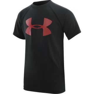 UNDER ARMOUR Boys Big Logo Tech T Shirt   Size Small, Black/red