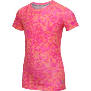 UNDER ARMOUR Girls HeatGear Sonic Printed Short Sleeve Top   Size XS/Extra