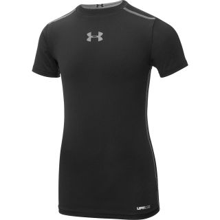 UNDER ARMOUR Boys HeatGear Sonic Fitted Short Sleeve Top   Size Large,