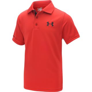 UNDER ARMOUR Boys Matchplay Short Sleeve Polo   Size: Medium, Red/black