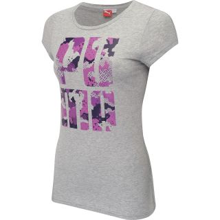PUMA Womens Logo Plus Short Sleeve T Shirt   Size: Medium, Grey Heather
