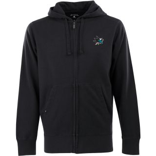 Antigua Mens San Jose Sharks Fleece Full Zip Hooded Sweatshirt   Size: Large,