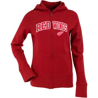 Antigua Womens Detroit Red Wings Signature Hood Applique Full Zip Sweatshirt  