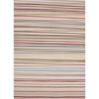 Casually Sophisticated Flat weave Stripe Multicolor Wool Rug (4 X 6)