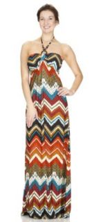 Classic Designs Womens Beaded Halter Padded Maxi Dress in Silky DTY Fabric