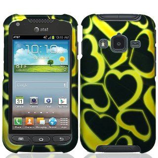 Black Yellow Heart Hard Cover Case for Samsung Galaxy Rugby Pro SGH I547 Cell Phones & Accessories