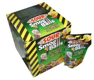 Toxic Waste Sour Smog Balls Crunchy Candy with a Sour Chewy Center 3 Ounce Packs (Pack of 12) : Gummy Candy : Grocery & Gourmet Food