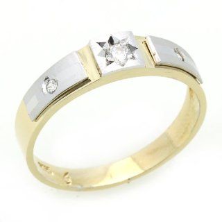 14K Engagement Ring 0.2ctw CZ Cubic Zirconia Women's Wedding Band Two Tone Gold Ring: Jewelry