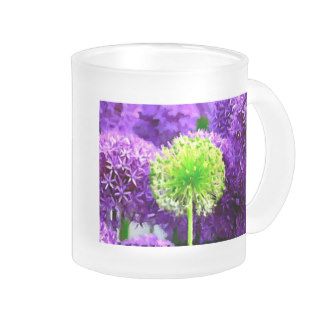 Dare to Be Different Lime Green Purple Flowers Coffee Mugs