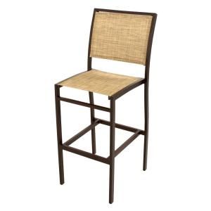 POLYWOOD Bayline Patio Bar Side Chair in Textured Bronze/Burlap Sling A192 16912