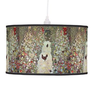 Garden Path with Chickens, Klimt, Art Nouveau Ceiling Lamp