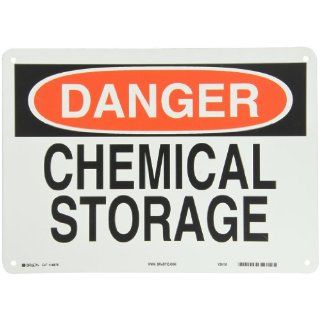 Brady 40876 10" Height, 14" Width, B 555 Aluminum, Black And Red On White Color Chemical And Hazardous Materials Sign, Legend "Danger, Chemical Storage" Industrial Warning Signs