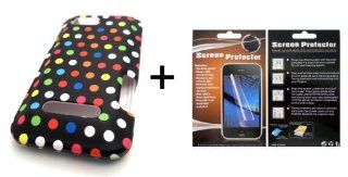 Bundle LCD Motorola Defy XT XT555c Rainbow Polka Dot Hard + LCD Screen Protector Matte Design Case Skin Cover Mobile Phone Accessory: Cell Phones & Accessories