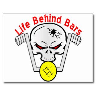 Life Behind Bars Biker Skull Post Cards