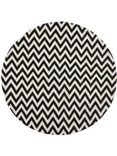 Safavieh DHU557L Dhurrie Collection Handmade Wool Round Area Rug, 6 Feet Diameter, Black and Ivory  