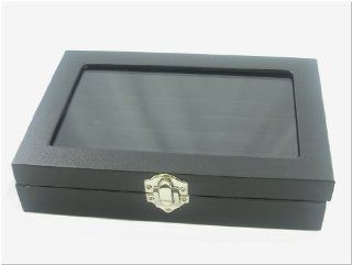 Small Glass Top Lid Black Velvet Jewelry Display Box for Rings, 5 Continuous slots: Jewelry