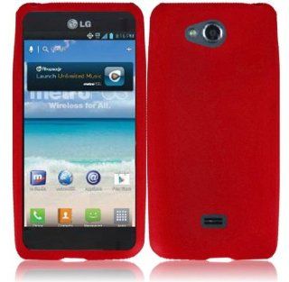 LG Spirit 4G MS870 ( Metro PCS ) Phone Case Accessory Hot Red Soft Silicone Rubber Skin Cover with Free Gift Aplus Pouch: Cell Phones & Accessories