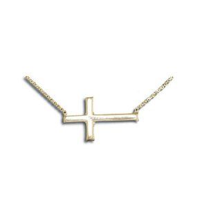 14K Yellow Gold Reversible Cross Pendant Necklace: Jewelry