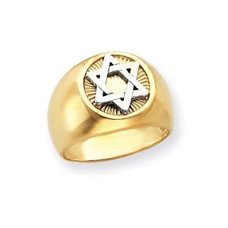 14k Two Tone Gold Circular Top Star of David Mens Ring. Metal Wt  8.8g: Jewelry