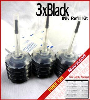 SOL Corp (Non OEM) 3 x 1oz (30ml) Black Pigment Refill Ink Kit for HP 564XL 564 XL Cartridge [+ FREE CALENDAR MOUSEPAD] for Deskjet 3070a OfficeJet 4620 PhotoSmart B209a B210a 5510 5511 5512 5514 5515 5520 6510 6512 6515 e All in One Series Office Product
