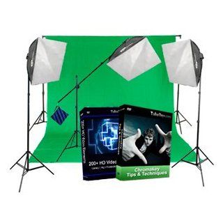 Essential Chromakey Video Kit   Green Screen : Photographic Lighting Soft Boxes : Camera & Photo