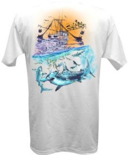 Salt Life Men's Shark Frenzy Pocket Tee (XL, White) Clothing