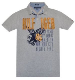 Tommy Hilfiger Men Custom Fit Big Logo Applique Polo T shirt (S, Grey) at  Mens Clothing store: