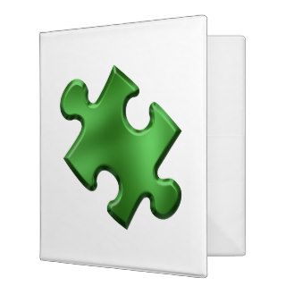 Autism Puzzle Piece Green 3 Ring Binders