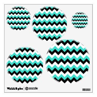Turquoise Black and White Chevron Wall Graphics